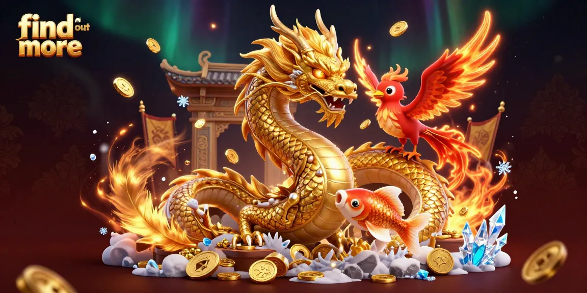 Find out more about thrilling gambling games with an ultra-detailed illustration of a dragon, phoenix, and koi fish.
