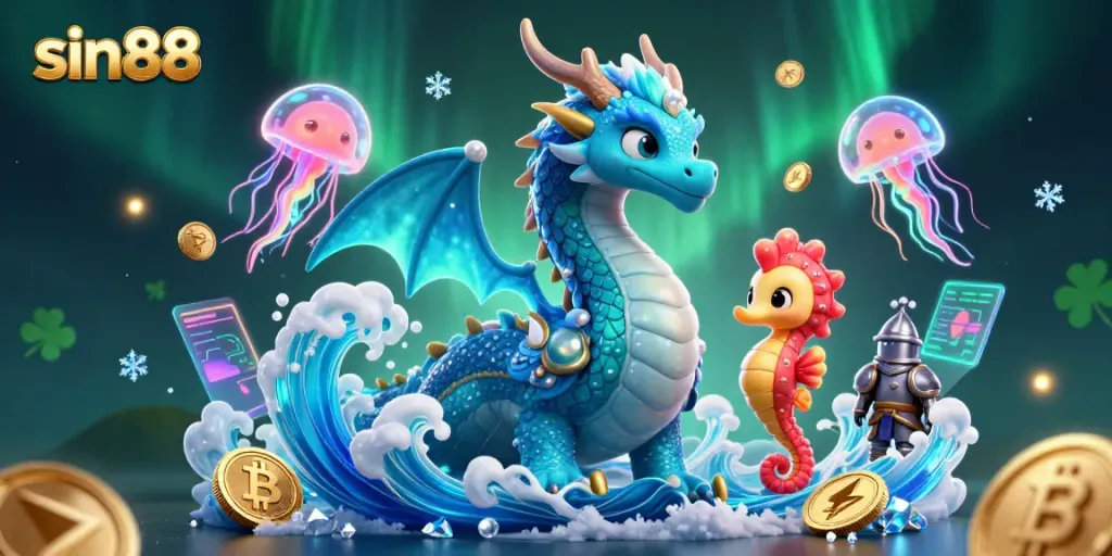 Experience thrilling gameplay with sin88's dynamic casino scene featuring vibrant characters and digital currency elements.