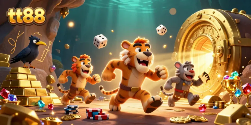 Experience excitement with tt88 at a vibrant prehistoric casino with treasures and companions.