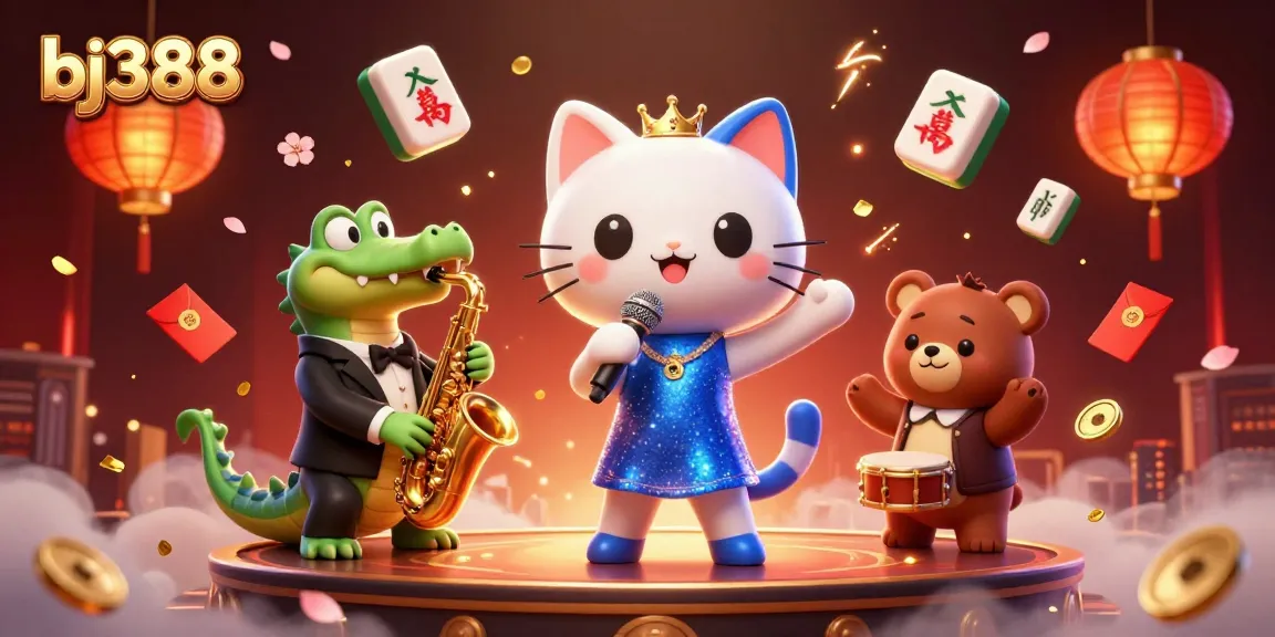 Experience vibrant casino excitement with bj388 featuring dynamic characters and festive elements.