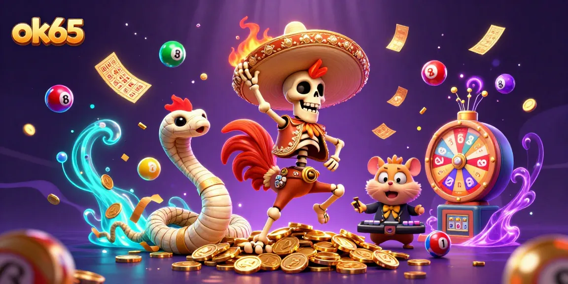 Experience the excitement of ok65 with a victory dance in a vibrant casino scene.