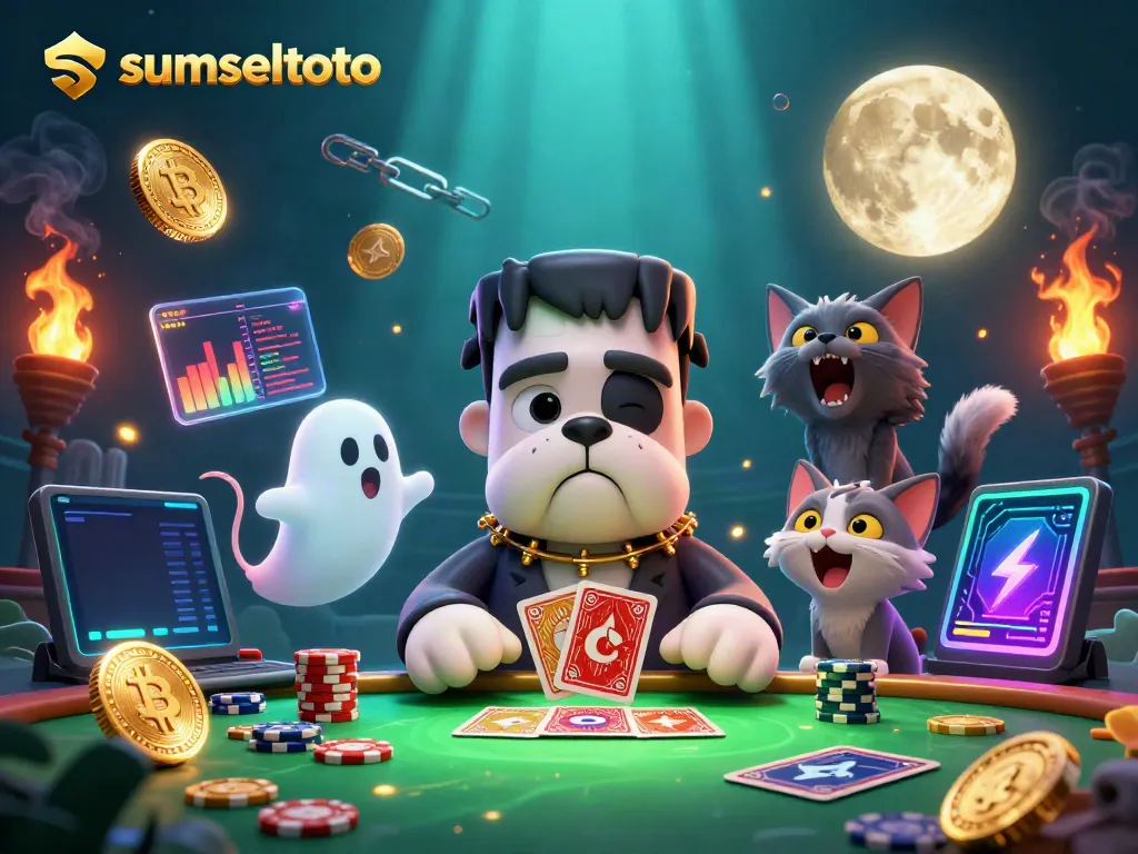 Engage in thrilling gameplay at sumseltoto with a spooky casino atmosphere featuring vibrant characters.