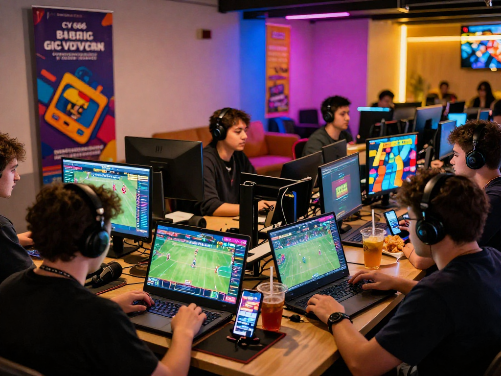 Players engaging in live betting on CV 666 in a colorful gaming lounge.