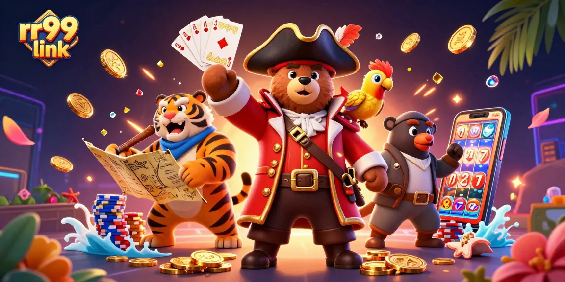 Experience the thrill of jackpots with rr99 link featuring a pirate bear and treasure elements.