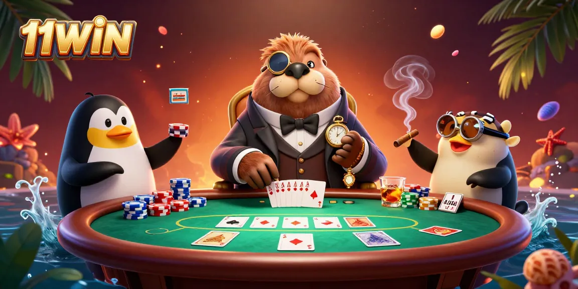 Experience high-stakes poker action with 11WIN in a captivating underwater scene.