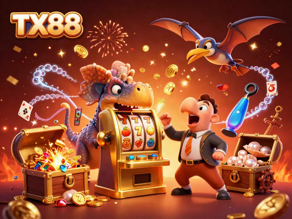 Experience TX88's thrilling jackpot action with thrilling characters and dynamic casino elements.