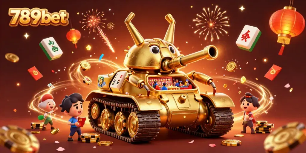 Experience the dynamic energy of 789bet with a 3D casino inside a golden beetle tank, showcasing vibrant gameplay.