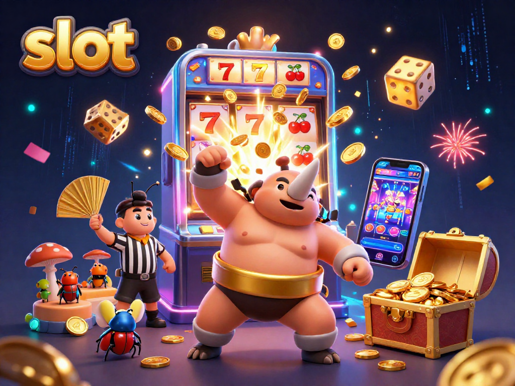 Catch thrilling slot winnings with colorful coins amidst a vibrant casino scene.