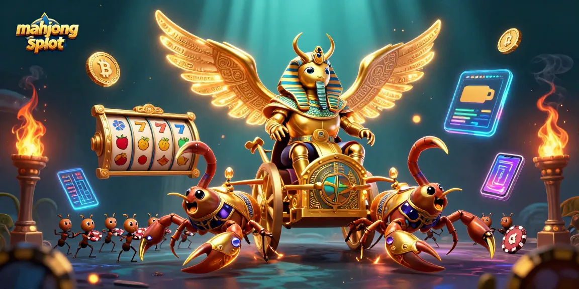 Play mahjong slot with vibrant visuals featuring golden scarab and fortune symbols.