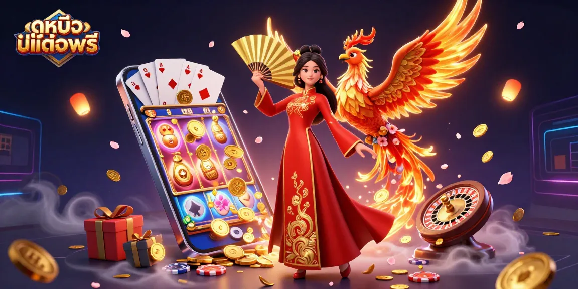Play and win with ดูหนังออนไลน์ฟรี featuring a vibrant cinematic scene and slot games