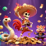 Experience the excitement of ok65 with a victory dance in a vibrant casino scene.