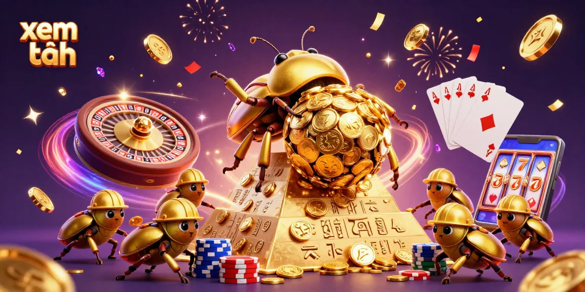 Xem thêm exciting casino action as a golden dung beetle rolls coin-filled pyramids with dynamic gaming elements.