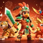 Experience thrilling gameplay at f168 with Aztec warriors and vibrant casino elements.