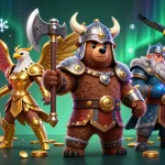 Councilnet showcases a vibrant casino scene with Viking characters, colorful slot machines, and dynamic gaming elements.