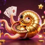 Engage in thrilling gameplay at nk88 with a dynamic casino scene full of game machines and glowing treasures.