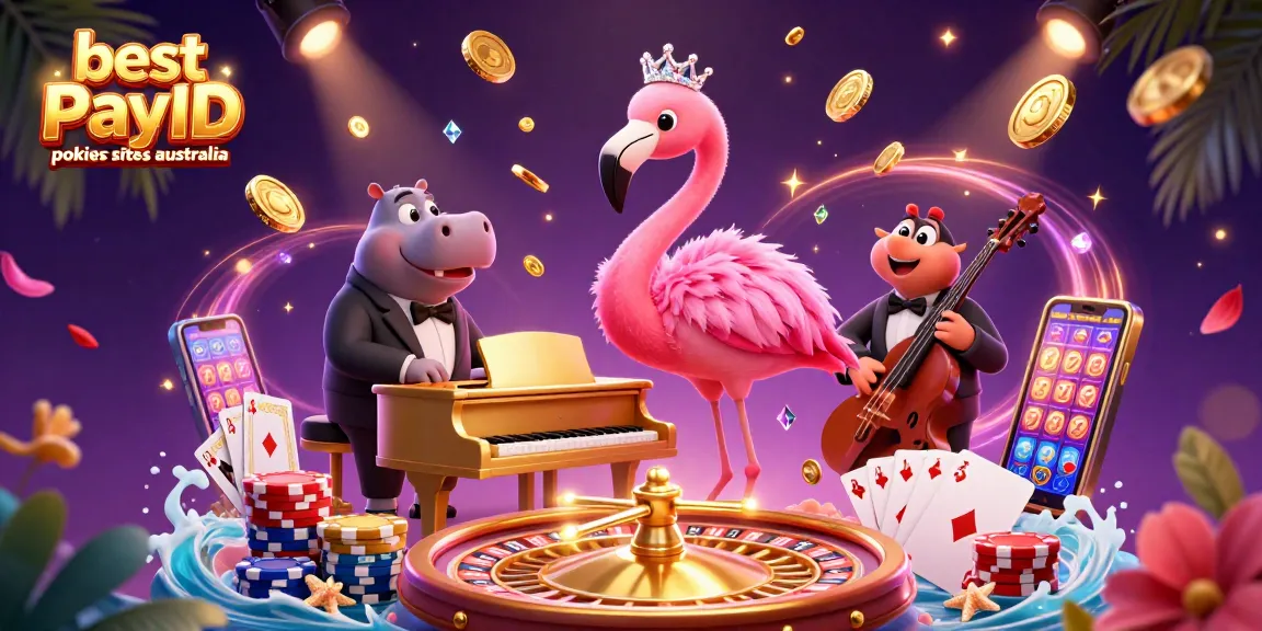 Engage with the best PayID pokies sites Australia featuring vibrant casino elements and lively characters.