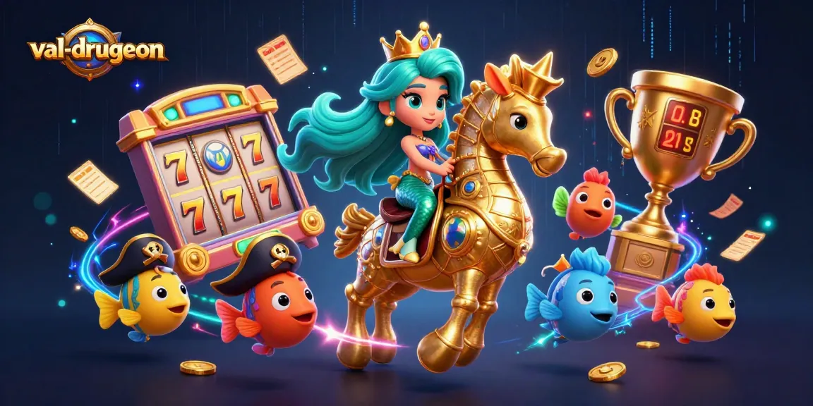 Join the thrilling action at val-drugeon with vibrant slots, a mermaid princess, and a giant seahorse.