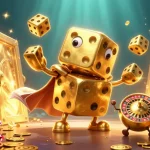 11WIN captures the thrill of winning while showing golden dice and treasures in a dynamic casino scene