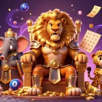 Play exciting games with 11WIN in this vibrant casino illustration featuring colorful lottery elements.