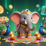 Experience thrilling slots at 9win with a vibrant casino scene featuring unique characters and crypto elements.