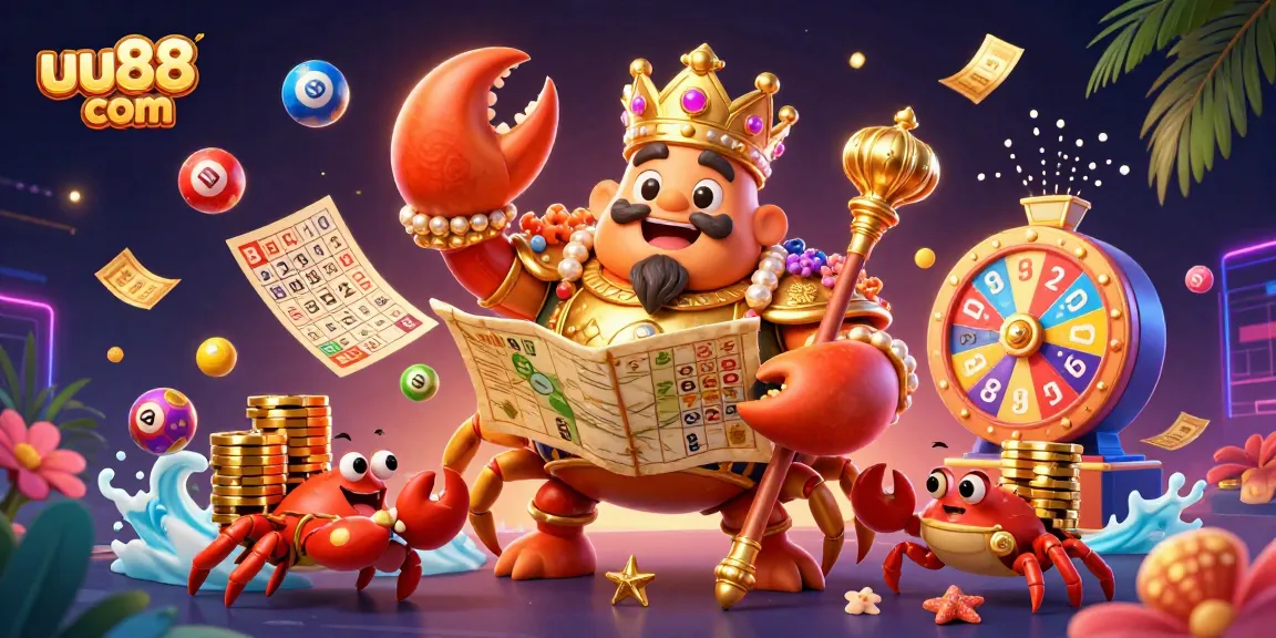Experience the vibrant gaming world of uu88 com with a golden crab emperor and dynamic lottery elements.