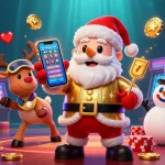 Experience the thrill of stellarspins casino with Santa and his companions in a captivating gaming illustration.