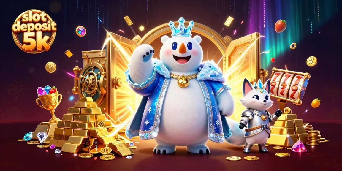Engage with the thrilling slot deposit 5k experience, featuring a majestic polar bear and shimmering treasures in a vibrant scene.