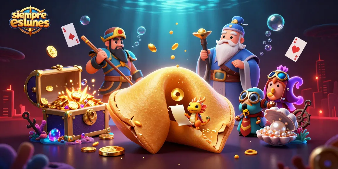 Engage with siempreeslunes through a vibrant 3D illustration showcasing exciting casino elements and characters.