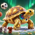 Engage with 11WIN's thrilling casino atmosphere featuring a golden tortoise pinball machine amidst vibrant gaming elements.