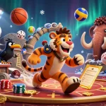 Zbet showcases a vibrant prehistoric casino scene with stone betting elements and clever characters.