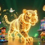Experience 11WIN with dynamic neon wireframe characters and exciting casino elements in a captivating illustration.