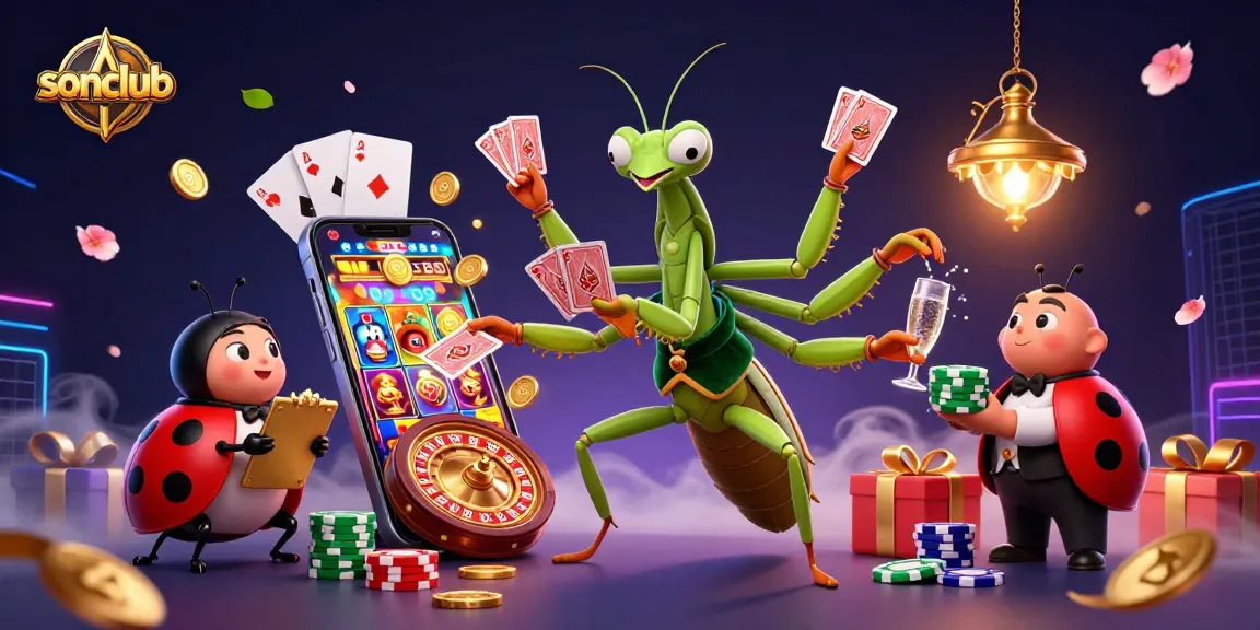Experience the thrilling action at sonclub with a colorful slot game and lively casino atmosphere.