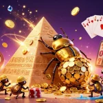 Experience the thrill of slot gacor with a vibrant scene of golden treasures and gaming elements.