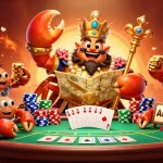 Join the sunwin adventure with a golden crab emperor and poker elements in a vibrant casino scene.