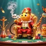 Experience thrilling gameplay at nhà cái QQ88 with poker hands forming, set in a vibrant casino scene.