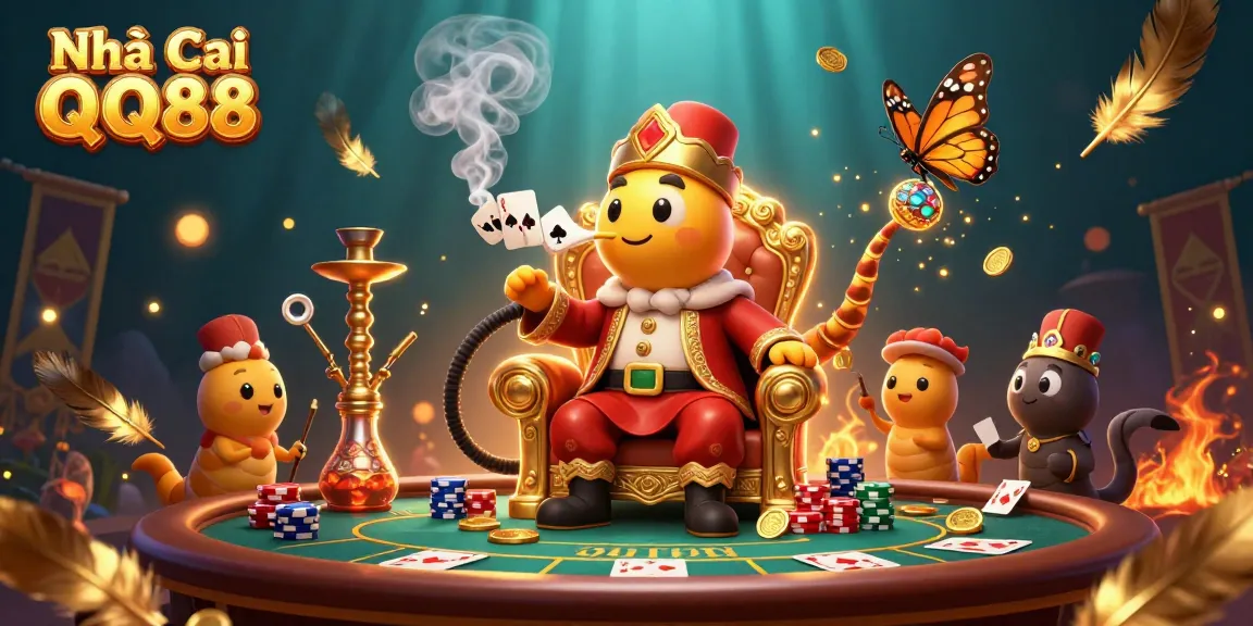 Experience thrilling gameplay at nhà cái QQ88 with poker hands forming, set in a vibrant casino scene.